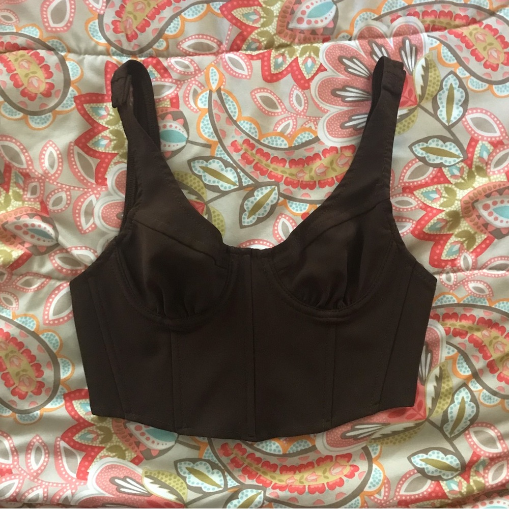 Brown corset crop top
